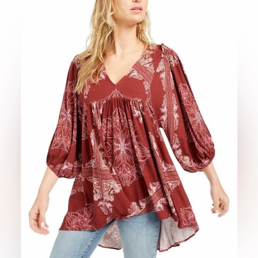 FREE PEOPLE Girl Talk Tunic Top sz L